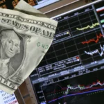 forex trading stock market graph with dollar banknote