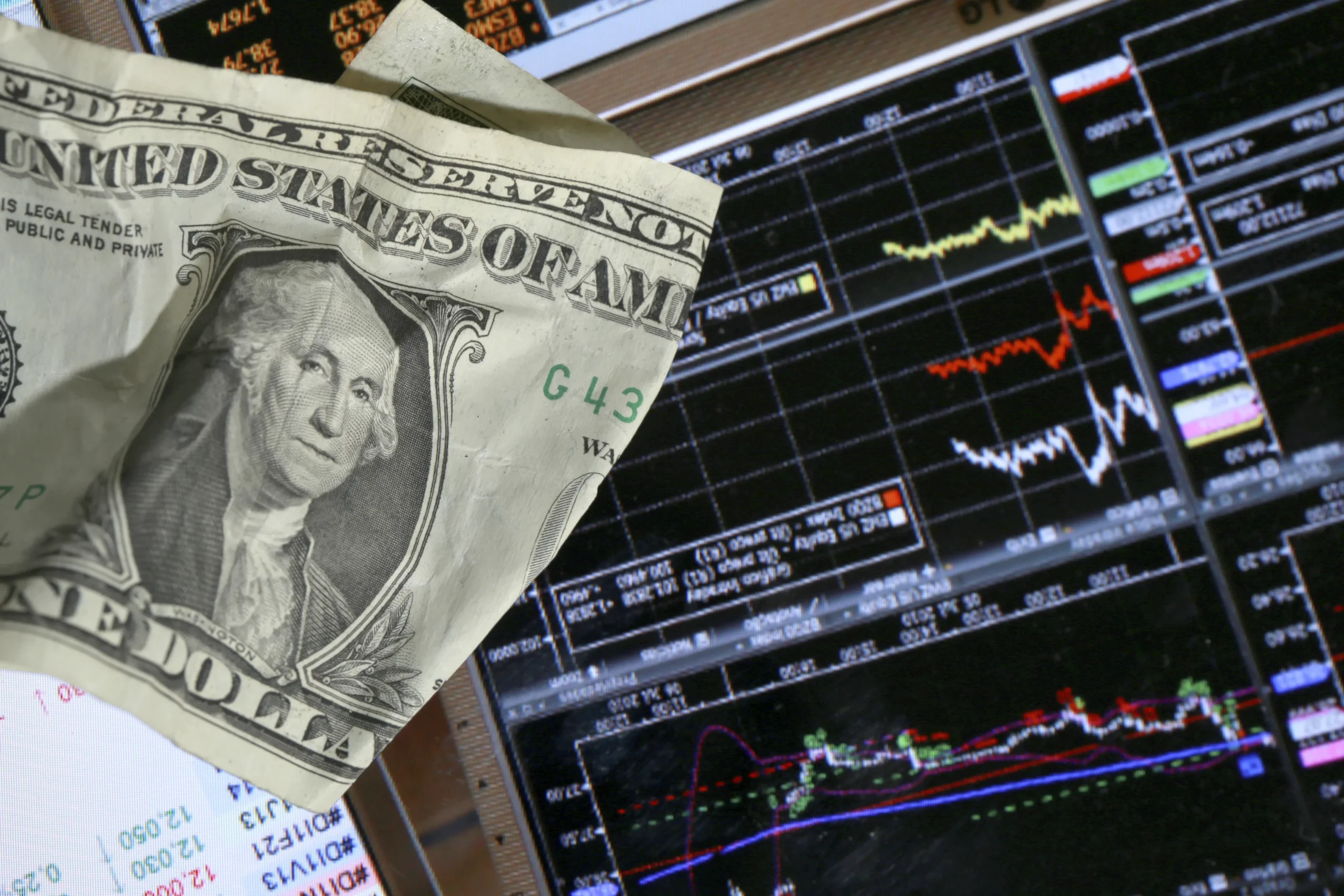 forex trading stock market graph with dollar banknote