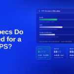 Blue CheapForexVPS blog header reading "What Specs Do You Need for a Forex VPS?" with a resource allocation panel showing 2 GB RAM, 1-2 vCPU, and 20 GB NVMe storage, plus four setup tiers: Basic, Multi, Heavy, and Advanced.