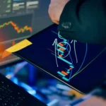 A-business-professional-examines-financial-charts-on-a-tablet-and-monitor-for-investment-strategy